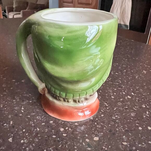 Vintage Green Toby Mug Pirate With Eye Patch Rare Glazed Hand Painted - Picture 8 of 10